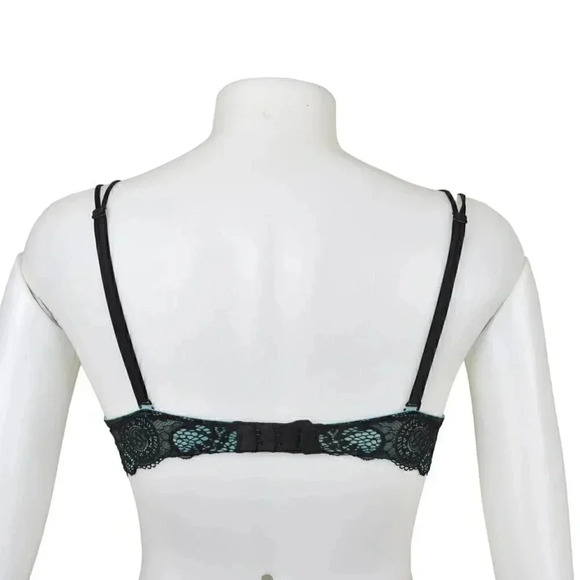 Victoria's Secret Black Teal Lace Lined Demi Bra Size 32B - Picture 2 of 8